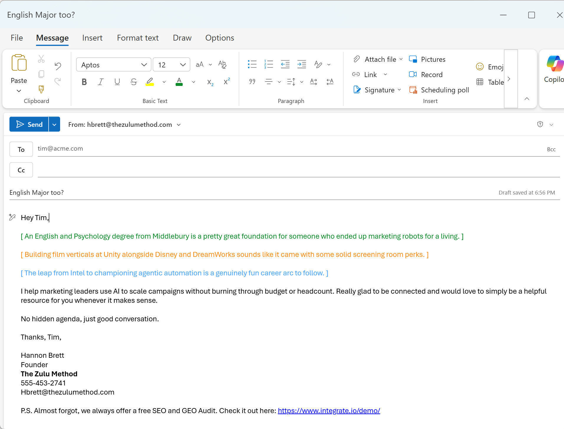 Cold email outreach