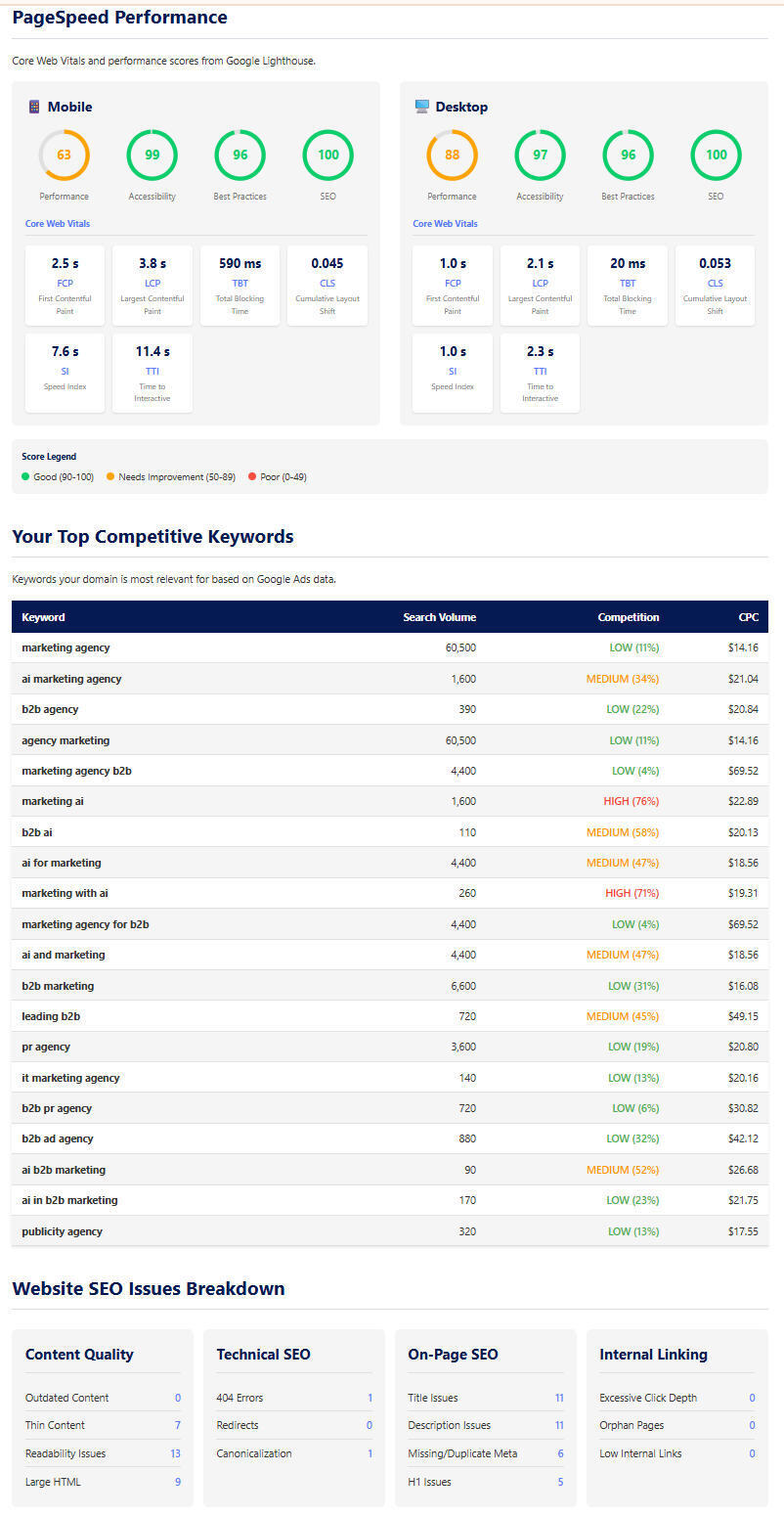 SEO audit report
