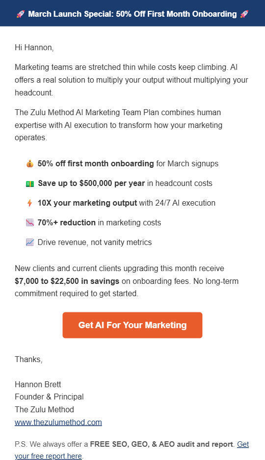 Warm email campaign